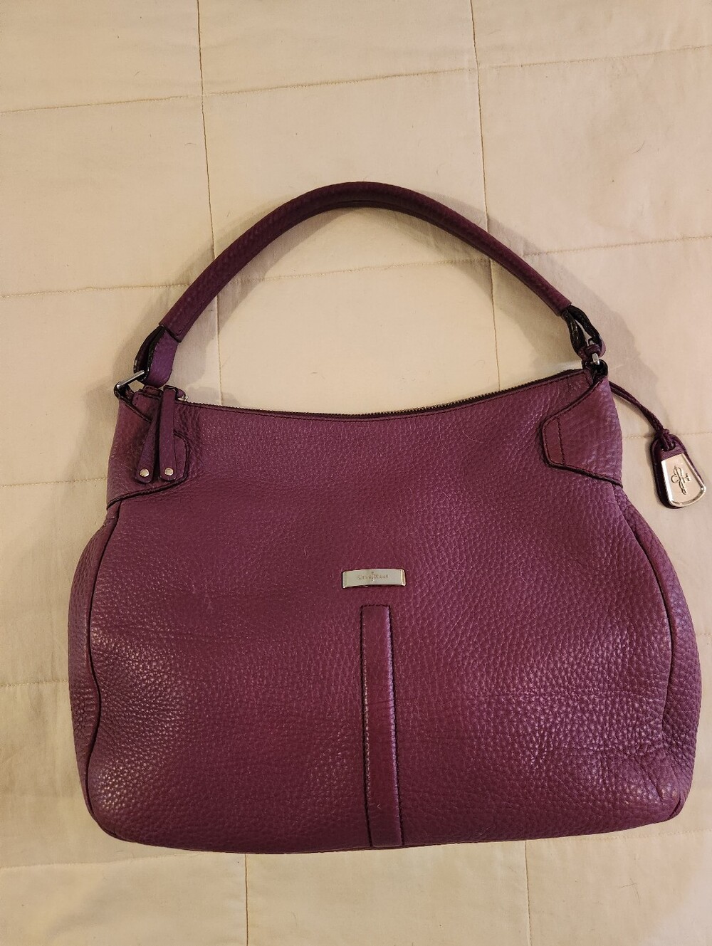 Cole Haan Hobo Shoulder Bag, Purple Pink Leather, Large Purse Handbag EUC